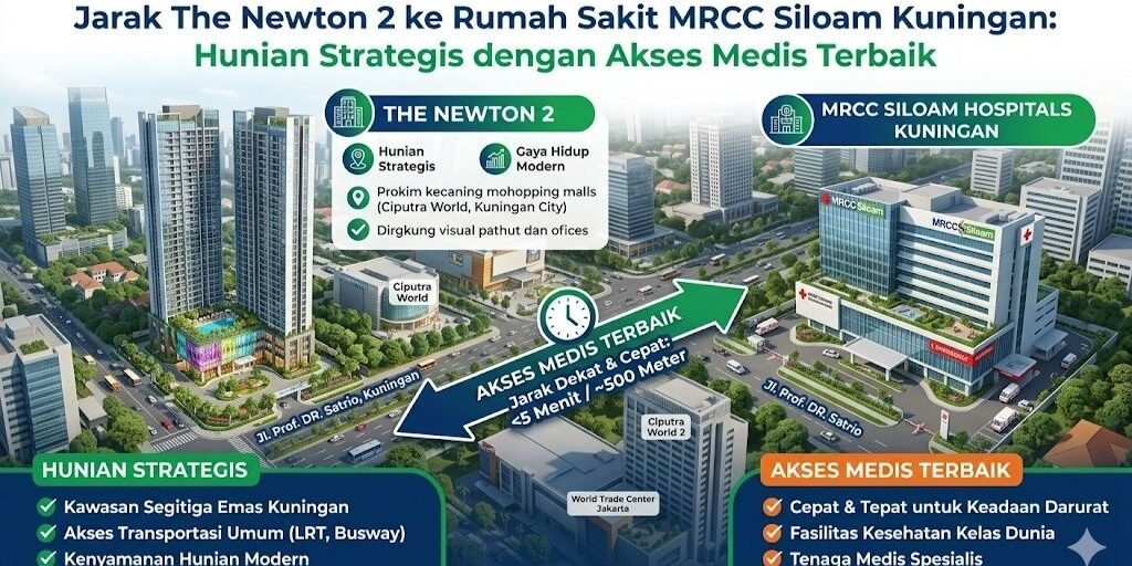 Jarak The Newton 2 ke Rumah Sakit MRCC Siloam Kuningan_ Hunian Strategis dengan Akses Medis Terbaik