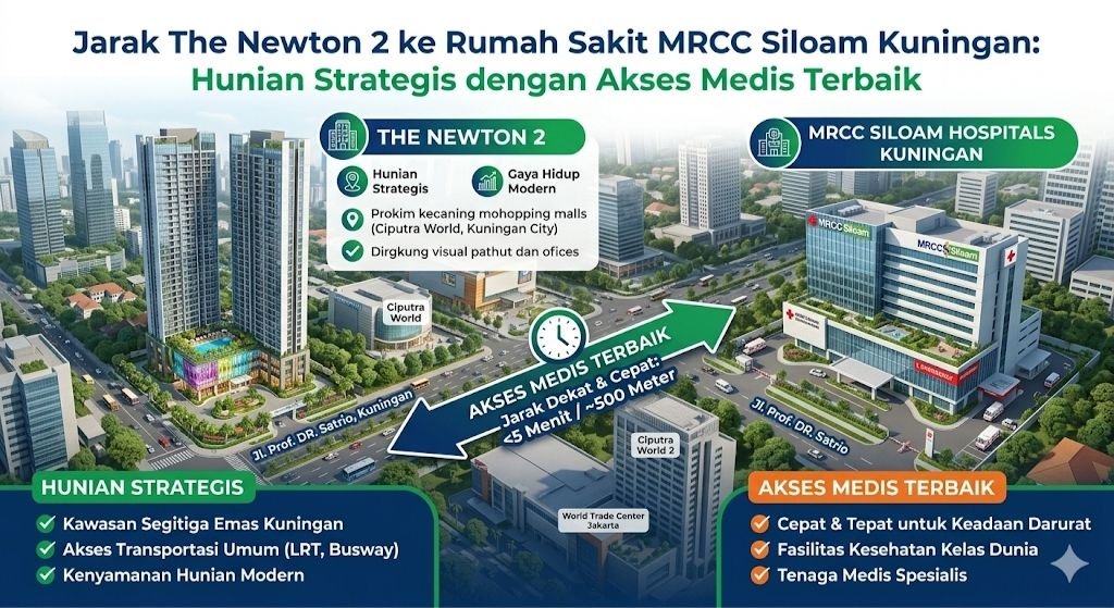 Jarak The Newton 2 ke Rumah Sakit MRCC Siloam Kuningan_ Hunian Strategis dengan Akses Medis Terbaik